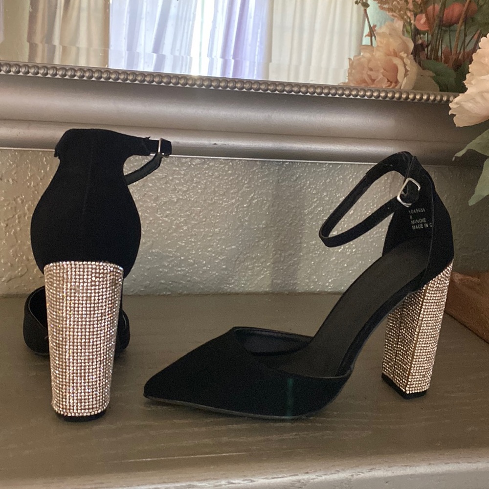 Black suede with silver diamonds